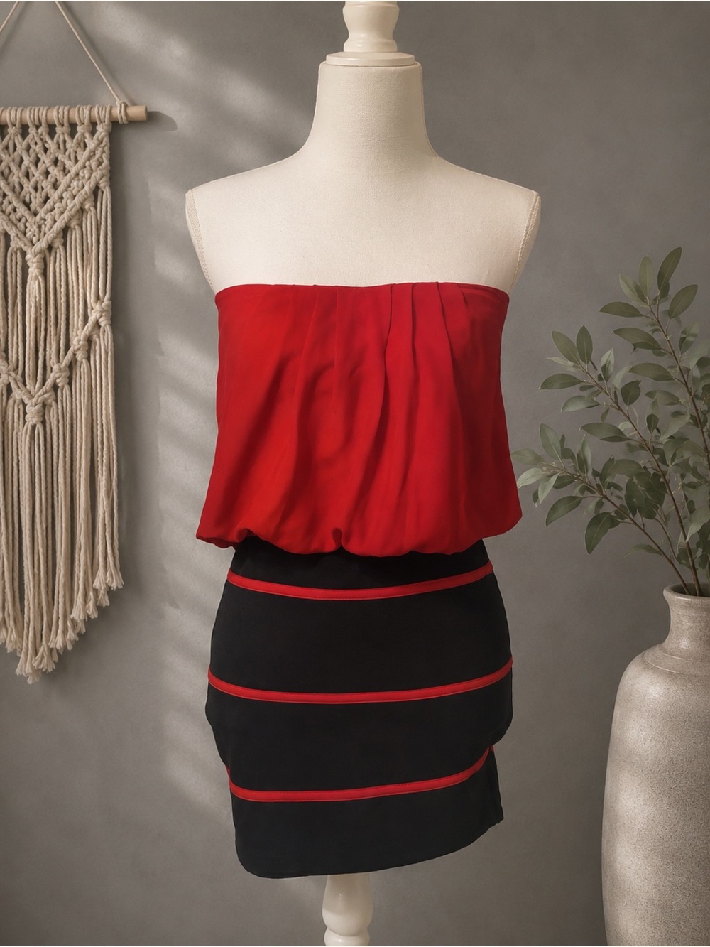 Body Central Red and Black Bodycon Dress